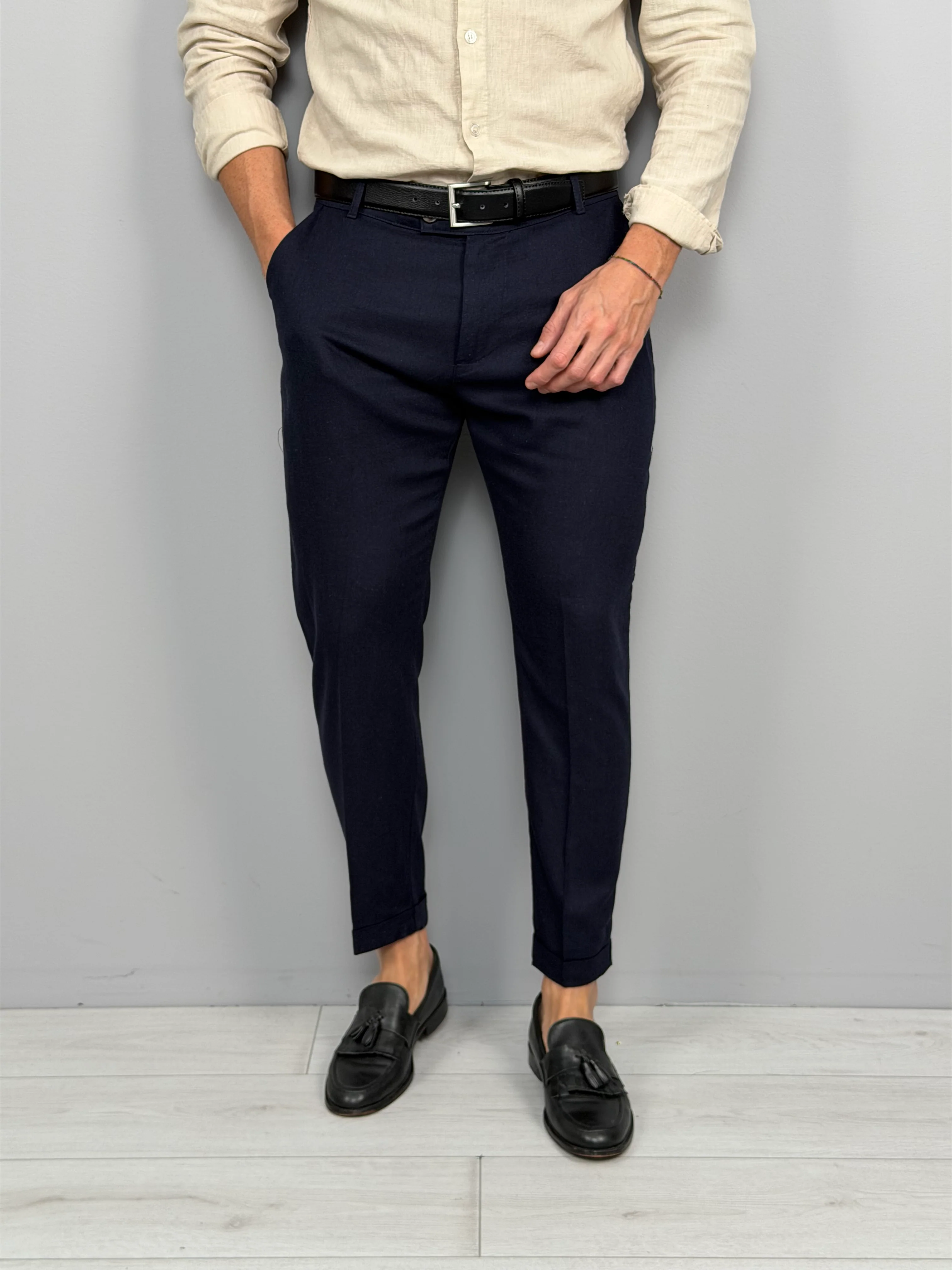 PANTALONE LINO MOD CAPRI RISVOLTINO - Image 10