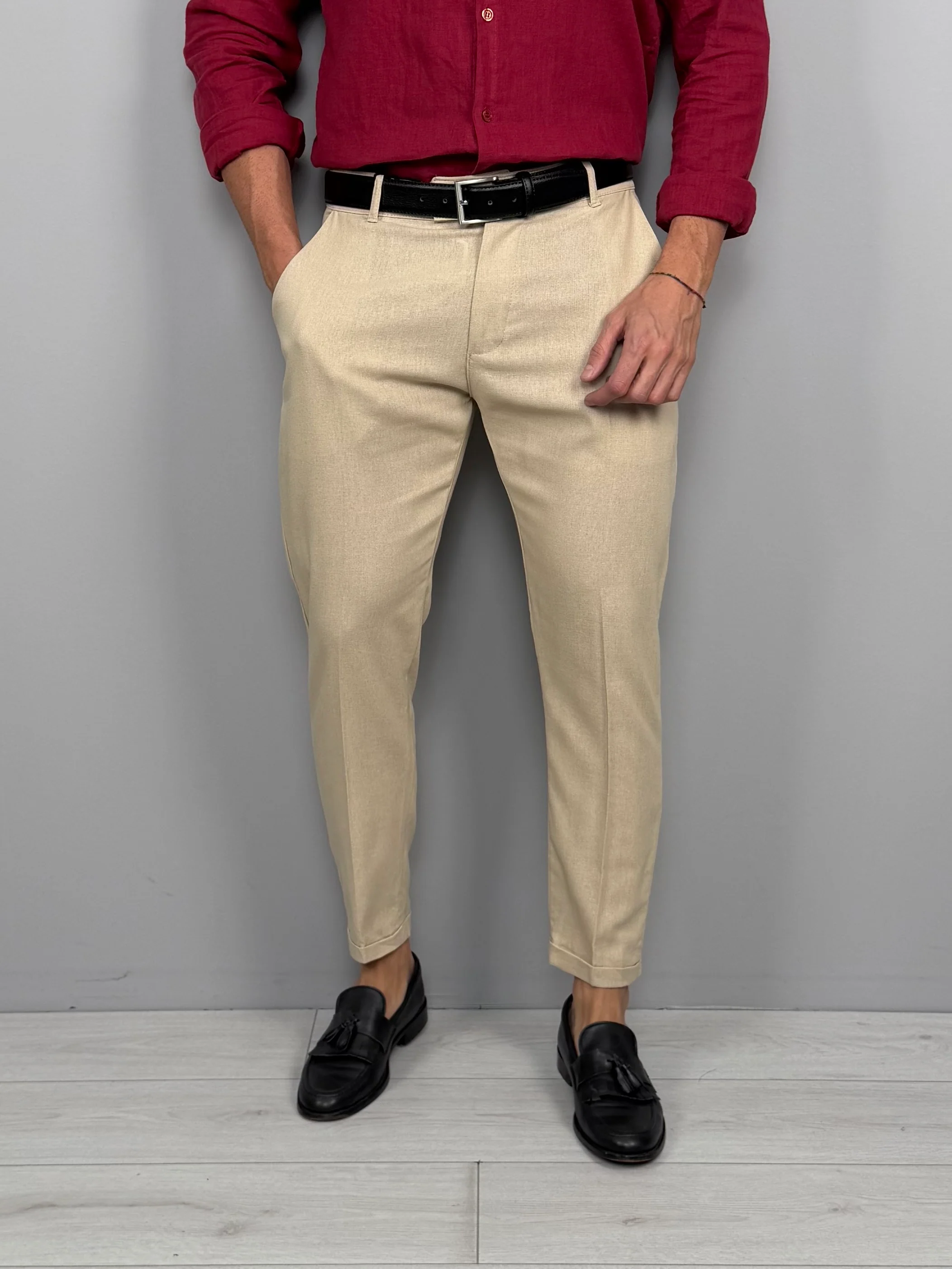 PANTALONE LINO MOD CAPRI RISVOLTINO - Image 3