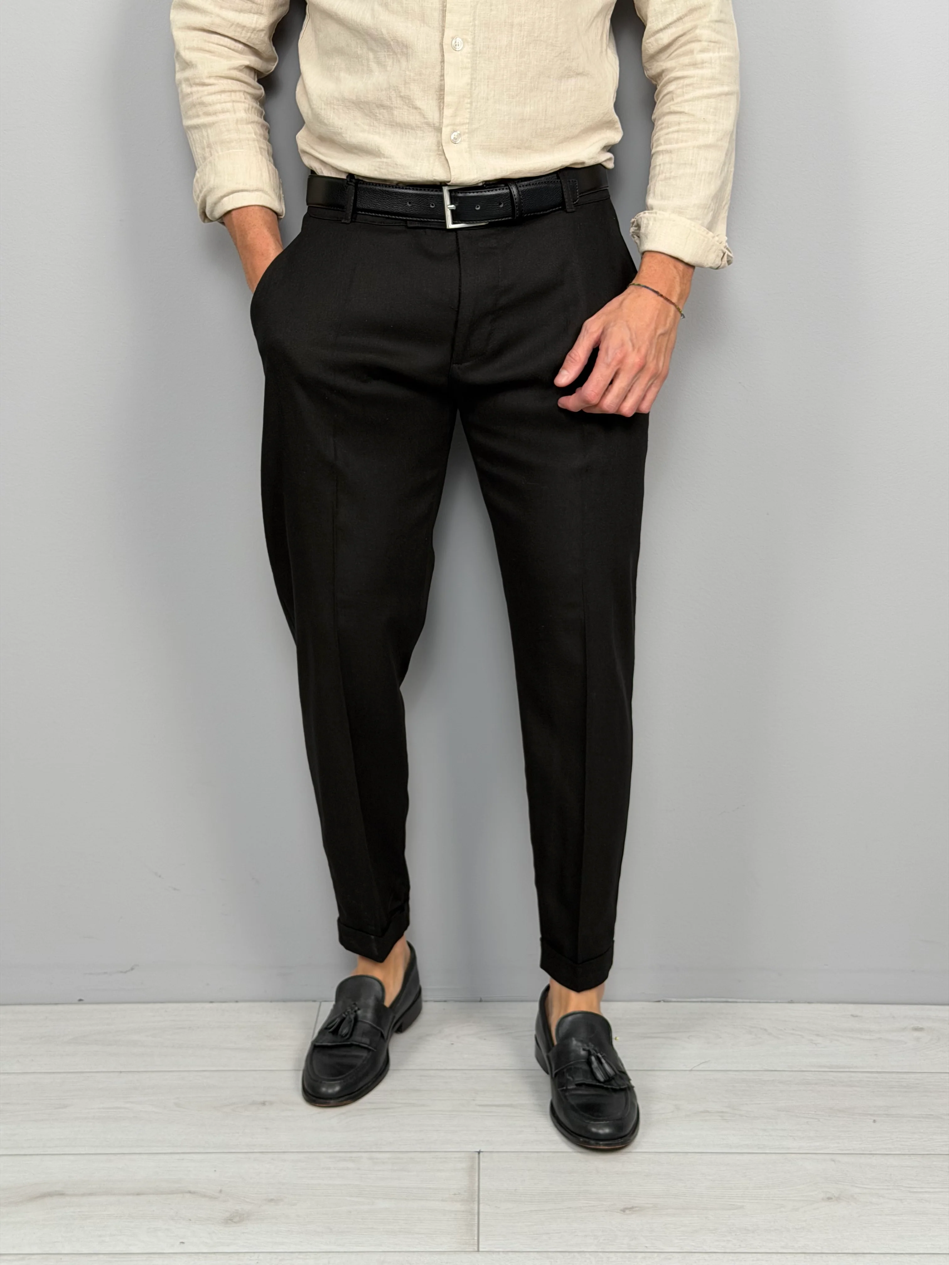 PANTALONE LINO MOD CAPRI RISVOLTINO - Image 6