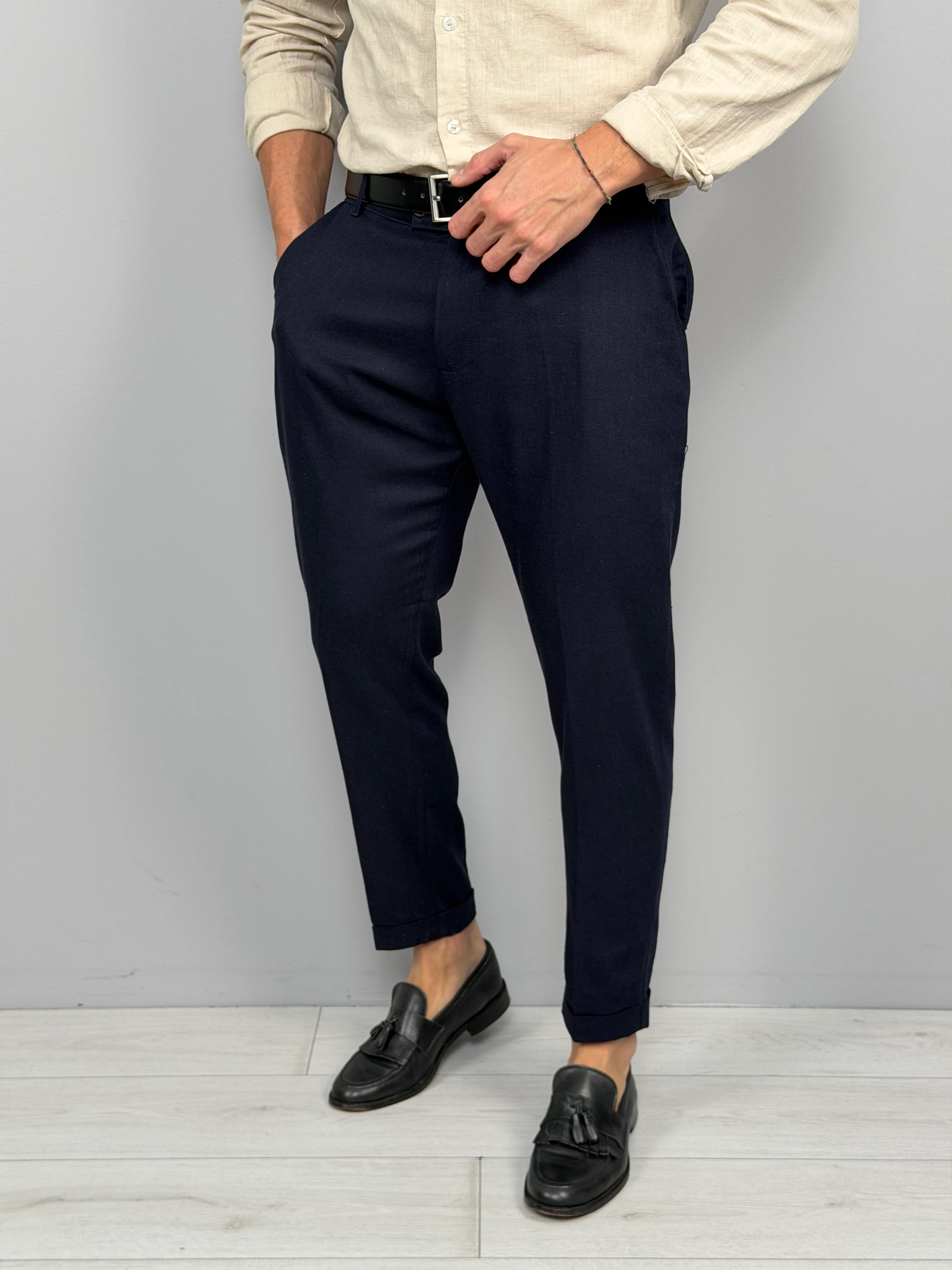 PANTALONE LINO MOD CAPRI RISVOLTINO - Image 8