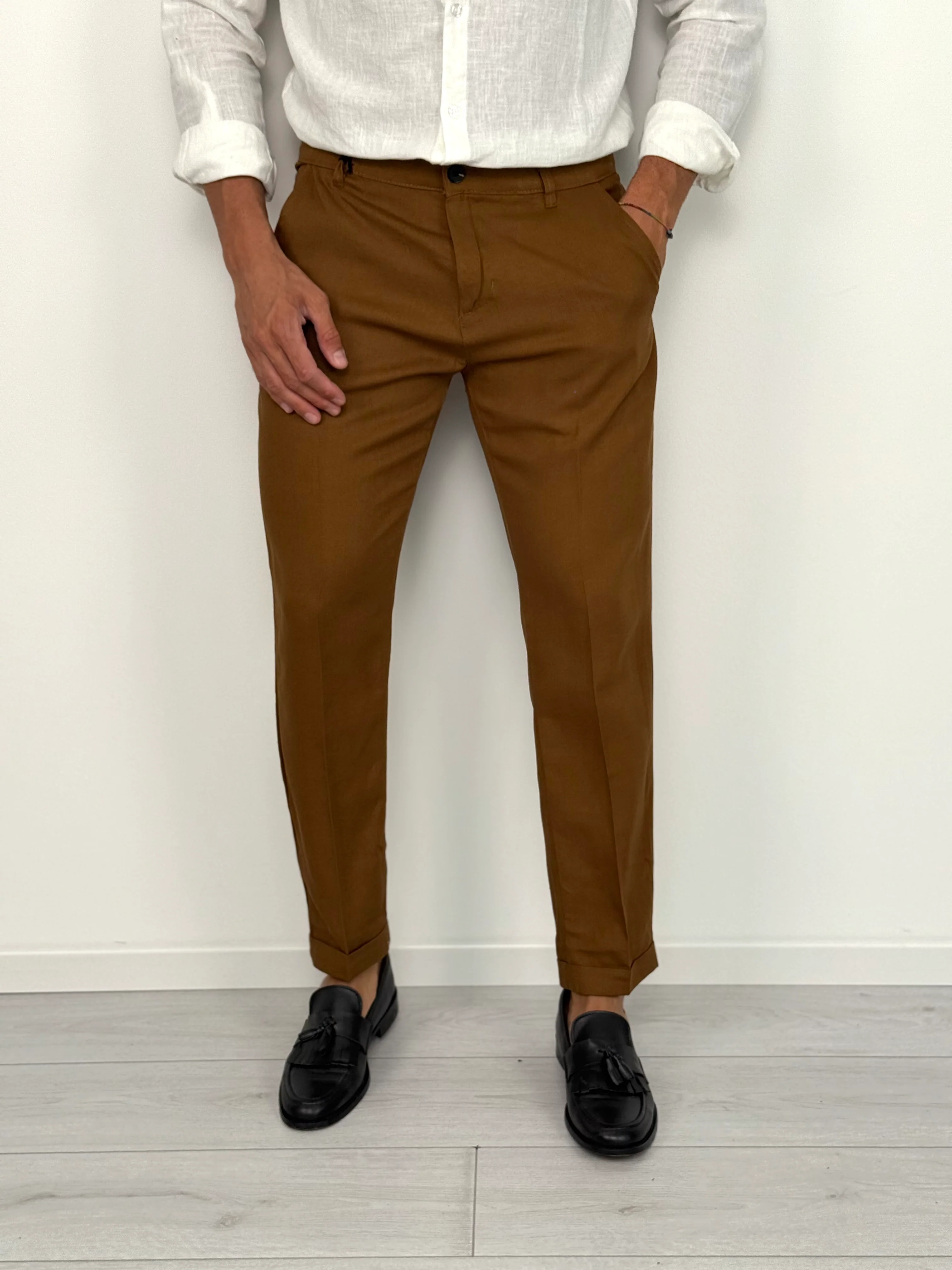 PANTALONE LINO MOD CAPRI V2 RISVOLTINO - Image 4