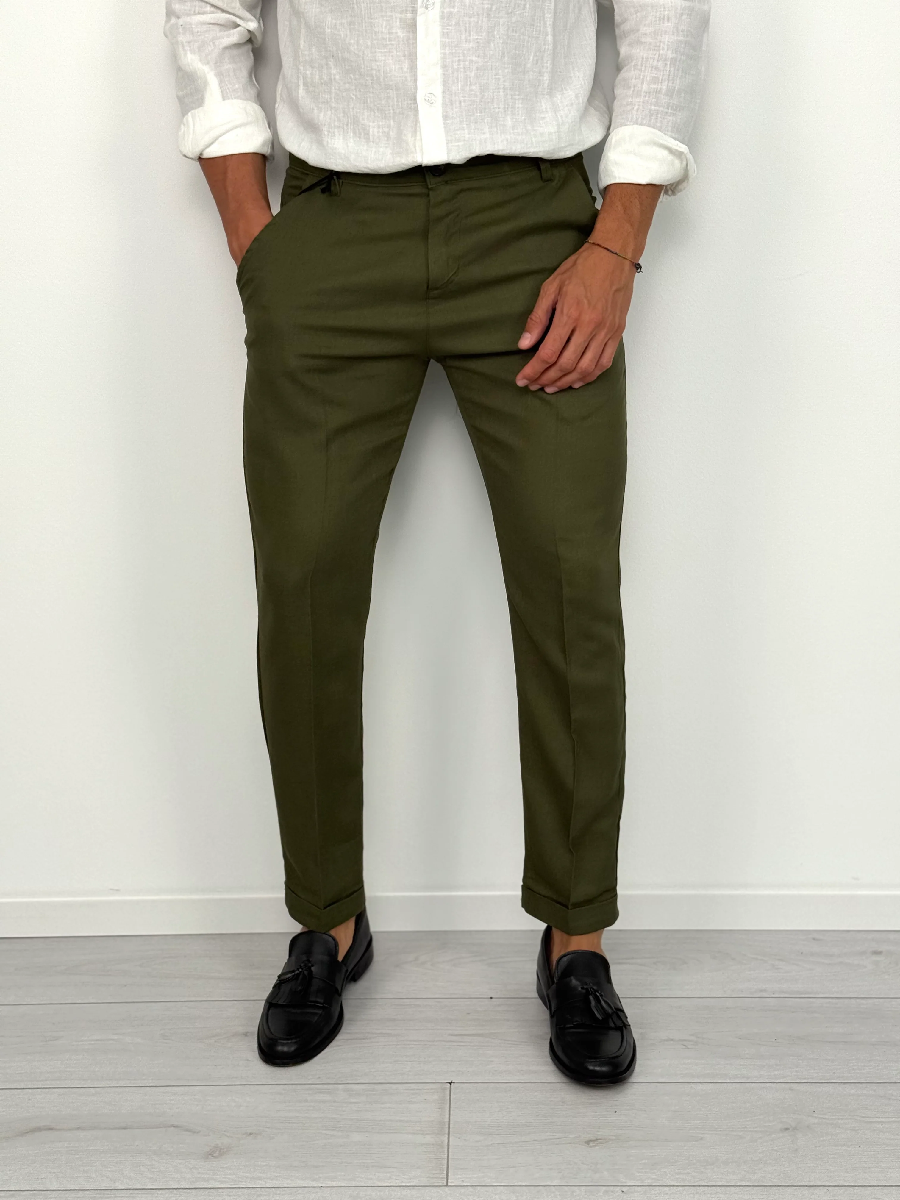 PANTALONE LINO MOD CAPRI V2 RISVOLTINO - Image 5